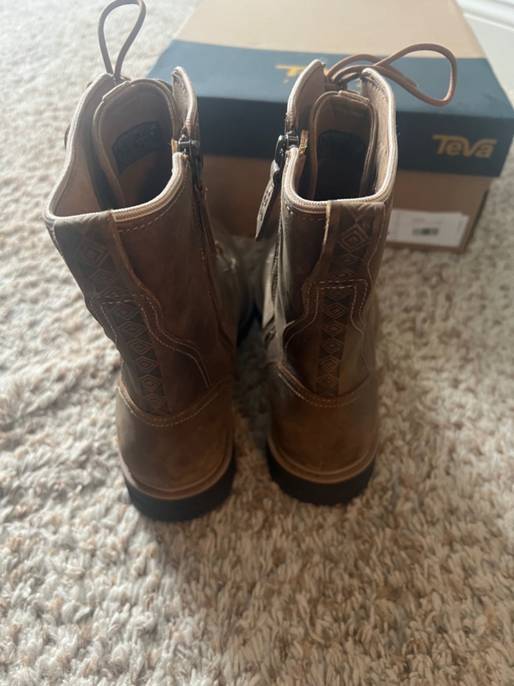 TEVA Women's Rowena Lace Boot Honey Brown Size 10 - Picture 8 of 13